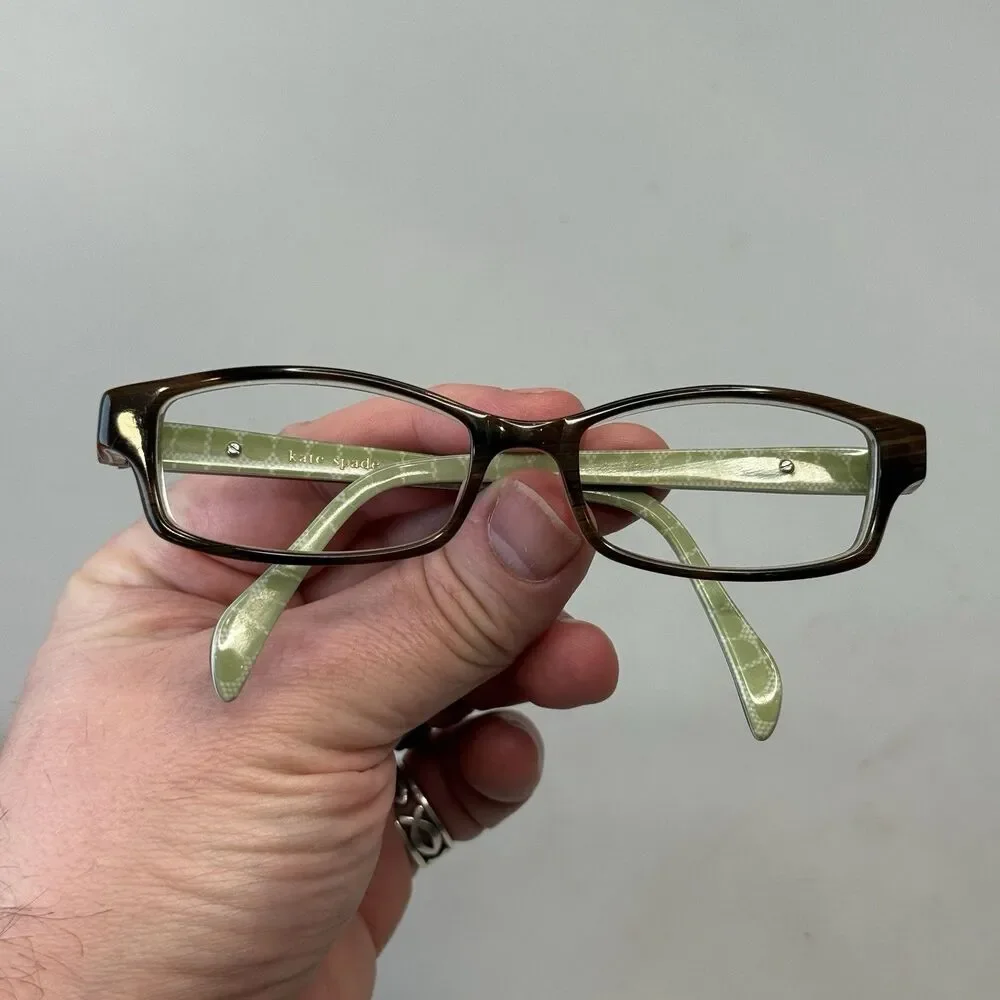 Kate Spade Ladies Green Brown Eyeglass Frames 130mm Case Prescription Frames EUC